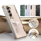 For Samsung Galaxy Z Fold6/5/4/3 5G Folding PU Leather Kickstand Case Hand Strap