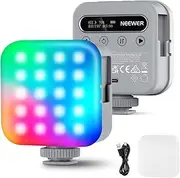 NEEWER Basic Magnetic RGB Video Light, 360° Full RGB Mini LED Camera Light CRI96+ 2500-9000K 18 Scenes 3 Cold Shoes & 1/4", 2000mAh Rechargeable Portable for Selfie/Tripod Photography Lighting, BL60C