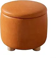 Polyester Ottomans with Wooden Frame High Resilience Sponge Footstool Round Foot Rest Stool Sturdy Small Ottoman Dorm