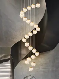 在飛比找松果購物優惠-簡約現代輕奢樓梯吊燈複合樓躍層挑高客廳燈具 (2.9折)