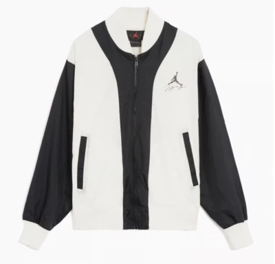 Jordan Jacket Men Large Flight MVP FB7032-133 Black White Back Spellout Nike New