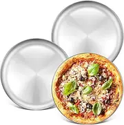 Stainless Steel Pizza Pan 13 inch - Deedro Round Pizza Tray Pizza Baking Sheet, Nontoxic Pizza Pan for Toaster Oven, 2 Pack 3 Pack Silver