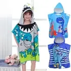 Kids Hooded Poncho Towel Microfiber Changing Robes Swimming Beach Bath QuickDry