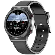 Smart Watch PPG+ECG 24H Heart Rate Blood Oxygen Sleep Monitor Breathing Training Medical Grade Health Monitoring Smartwatch - Full Black Leather