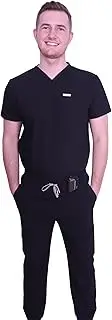[Scrubmates] Black Scrub Set for Men - Classic Fit, Straight Leg Scrubs