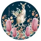LMD Kangaroo Ceramic Surface Protector Trivet Home Decor Round 25cm Navy