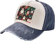 [pvinnk] Merry Christmas Print Distressed Baseball Cap Adjustable Hat with Classic Unisex Style for All Seasons, Navy Blue, One Size