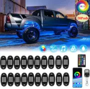20X RGB LED Rock Lights Kit Underbody Glow Neon Music Light Lamp bluetooth APP