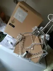 New Ikea Kristaller 3 Arm Chandelier Open Box Silver and Glass