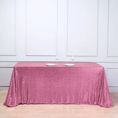 90x156" Pink SEQUIN RECTANGLE TABLECLOTH Wedding Party Catering Linens