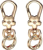 uxcell 2 Pcs Metal Keychain Clip Swivel Lobster Claw Clasp Quick Release Key Ring Detachable Double Opening Snap Hooks for Jewelry Making Crafts Backpack Bag Lanyard, Light Gold