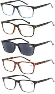 JOSCHOO 5 Pack Reading Glasses Men Women Spring Hinges Comfortable Glasses +2.0