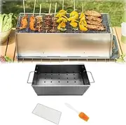 Charcoal Grill, Mini BBQ Grill, Small Table Top Charcoal Grill, Foldable Camping Grill with Oven Grill, Oil Brush, Camping BBQ Grill, for Camping, Outdoor Cooking