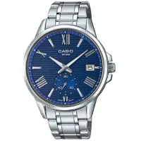 在飛比找博客來優惠-【CASIO】條紋時尚單眼羅馬紳士不鏽鋼腕錶-藍面(MTP-