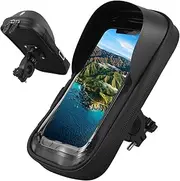 Handlebar Bag, Phone Holder, Bike Front Frame Phone Bag, Waterproof Bicycle Motorcycle Cycling Bag, Handy E-Bike Pouch, 360° Rotatable Cell Phone Holder for Smartphone Motorcycle Bike