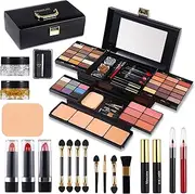 Professional Makeup Kit for Women Girls Full Kit with Mirror 58 Colors All in One Make up Gift Set Included Eyeshadow,Compact Powder,Blusher,Lipstick,Eyebrow Pencil,Gitter Gel,Eyeliner,Mascara (N)