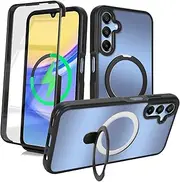 [Cavor] Magnetic for Samsung Galaxy A15 5G Case 6.5'' 360° Full Body Protective Cases Compatible with MagSafe PC Bumper with Built-in Screen Protector Shockproof Phone Cover-Ring Kickstand Black