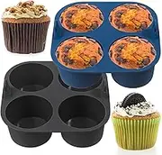 Webake 2PCS Jumbo Silicone Air Fryer Muffin Pan for Baking 4 Cavity Air Fryer Silicone Cupcake Pans Non Stick Food Grade and BPA Free Muffin Tins Baking Cups