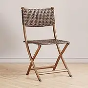 Folding Chair, Stackable Dining Chair Stool with Rattan Seat Back, 18in Portable Handmade Accent Chair for Living Room Bedroom Garden Balcony(Walnut,15in/39cm)