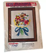 Vintage Springtime Magic Floral Crewel Embroidery Kit American Family Crafts
