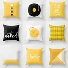 Nordic Home Yellow Check Pattern Printed Cushion Cover Polyester Pillow Case