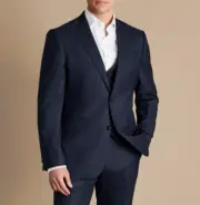 NEW NWT CHARLES TYRWHITT Navy Blue Full Suit 54R Flannel Wool