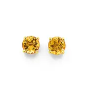 9ct Gold 5mm Citrine Studs in Yellow