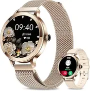 Smart Watches for Women(Answer/Make Call), 1.1”HD AMOLED Screen Bluetooth Smartwatch for Android iOS Phones, IP68 Waterproof Fitness Activity Trackers with Heart Rate/SpO2/Blood Pressure/Sleep Monitor