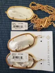 Kendra Scott Jewelry Set Gold and MOP Earrings/Necklace w/tags box and dust bag