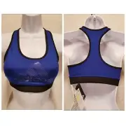 New ADIDAS Racerback Blue Sports Bra ClimaLite Metallic Logo Women's XS S