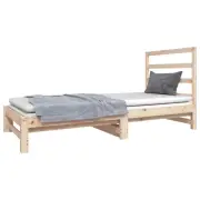 Solid Wood Pine Pull-out Day Bed Single Size Sleepover Bed Couch Sofa vidaXL