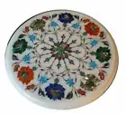 12" white Marble Table Top coffee Inlay Pietra dura lapis inlay Home Decor Top