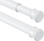 Ginbel Direct 2 Pack Shower Curtain Rod 42-78 Inch, 1"Diameter Spring Long Adjustable Tension Curtain Rods for Bathroom Windows Closet No Drilling No Rust, White
