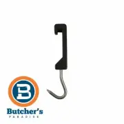 Butcher Plastic Rail Hook Black Half Metal Hanging - 10 Piece