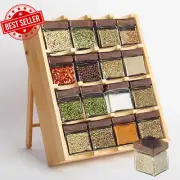 Spice Rack Organiser with 16 Plastic Jars, 4 Tier Drawer Spice Racks Organizer,