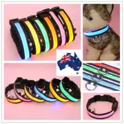 LED COLLAR DOG PET PUPPY FLASHING LIGHT NYLON LEASH HARNESS