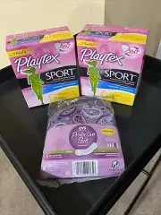 36 Playtex Sport Tampons Regular Absorbency unscented + FREE Pads Purse Pack