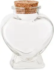 Mini Glass Heart-Shaped Bottles with Cork Stoppers, Decorative Containers for DI