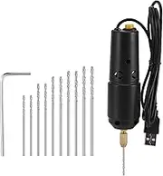MEIJUN Mini Drill Set - Black, 10pcs Drill Bits, USB Charging, 8500rpm, DIY Jewelry & Woodworking