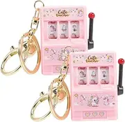 [Holibanna] 2Pcs Mini Slot Machine Keychain Handheld Fun Game for Party Favors Creative and Design Easy to Carry present for Birthdays and Special Occasions
