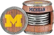 FOCO Michigan Wolverines NCAA 5 Pack Barrel Coasters, Team Color