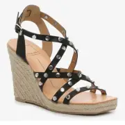 NEW Dolce Vita Maxon Espadrille Wedge Sandal Black Studded Womens Size 9.5