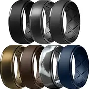 Egnaro Silicone Wedding Ring,Premium Silicone Wedding Bands Men,Rubber Bands,Flexible,Skin Safe &Comfortable