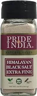 Pride Of India - Himalayan Black Rock Salt - Extra-Fine Grind, (4.0 oz, 113.4gm)- Kala Namak - Contains 84+ Minerals - Perfect for Cooking