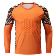 Kids Boys Soccer Goalkeeper Sport Top Long Sleeve Protective Sponge Pads Goalie Jersey Top Football Basketball Game Training Top orange 16-18 Years