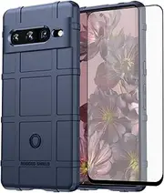 [Asuwish] Phone Case for Google Pixel 7 Pro 5G with Tempered Glass Screen Protector Cover and Slim Thin Hard Mobile Film Cell Accessories Protective Pixel7Pro Pixel7 XL Seven 7Pro 6.7 Women Men Blue