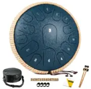 HOPWELL Steel Tongue Drum - 13" 15 Notes Music Book Handpan Navy Blue