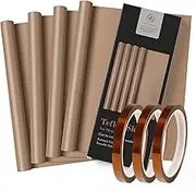 4 Pack PTFE Teflon Sheets for Heat Press, 16x20 Non-Stick Transfer Sheet Heat Press with 3 Rolls Transfer Tape Set for Sublimation Heat Resistant (16x12" Teflon Sheet 4P & 10mm Heat Tape)