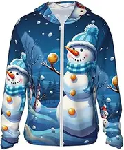 [LHBWCVN] UPF 50+ Light Jacket Full Zip Sun Protection Hoodie for Women Men Long Sleeve Winter Snowman Sun Shirts