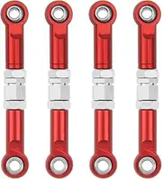 4Pcs Metal Steering Rod Servo Linkages Turnbuckle Compatible with Hyper Go MJX 16207 16208 16209 16210 H16BM H16GT H16DR 1/16 Car (Red)